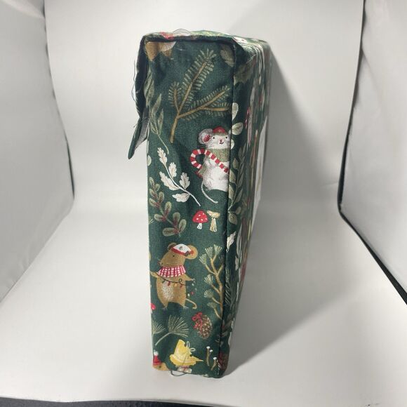 NWT Cynthia Rowley CHRISTMAS MOUSE HOLLY LEAVES DARK Green Queen Size Sheet Set - Picture 3 of 5